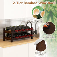 12 Bottle 2-Tier Wine Storage Organizer with Bamboo Holder for Countertop Wine Cellar