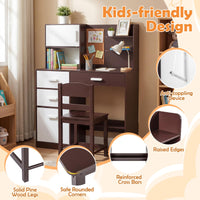 Kids Desk and Chair Set with Hutch and Bulletin Board