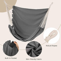 Hammock Chair with Stand and Side Pocket for Living Room