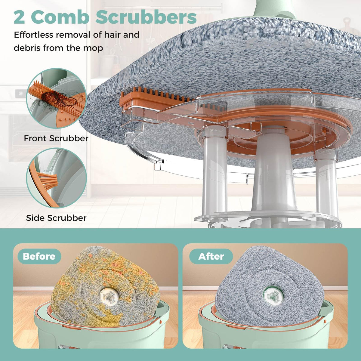 Spin Mop and Bucket Set with Replaceable Mop Pads