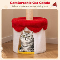Christmas Cat Tree with Bed, 80 CM Modern Kitten Tower with Sisal Scratching Post