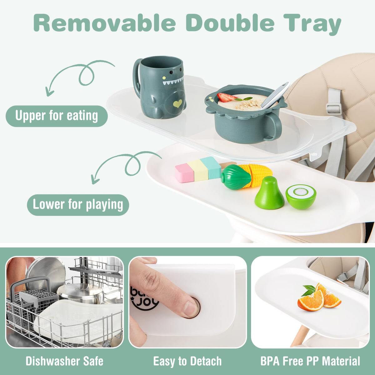 6-in-1 Convertible Wooden Baby High Chair