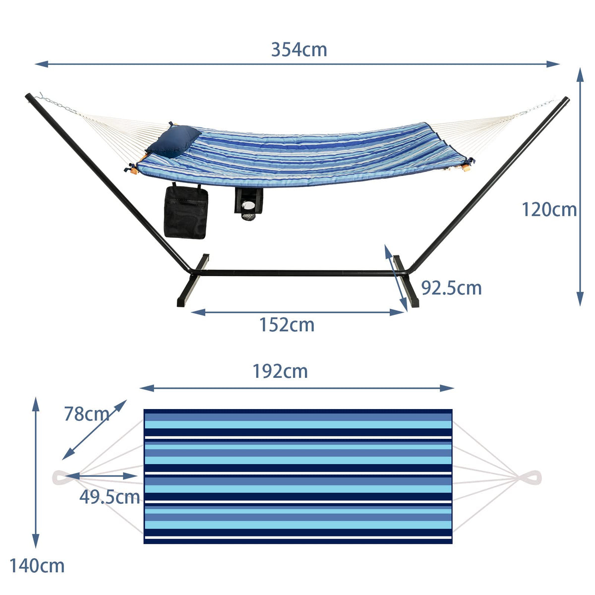 Hammock Chair Stand Set with Soft Cushion and Pillow for Outdoor