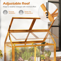 Wood Cold Frame Greenhouse, Portable Raised Flower Planter Protection with Transparent Panels