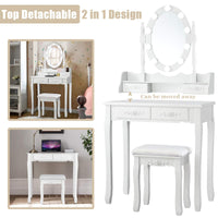 Dressing Table Stool Set, LED Vanity Makeup Table Desk