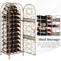 Giantex 45-Bottle Wine Rack, Arched Wine Storage Display Shelf with Safe Latch Door & Leveling Legs