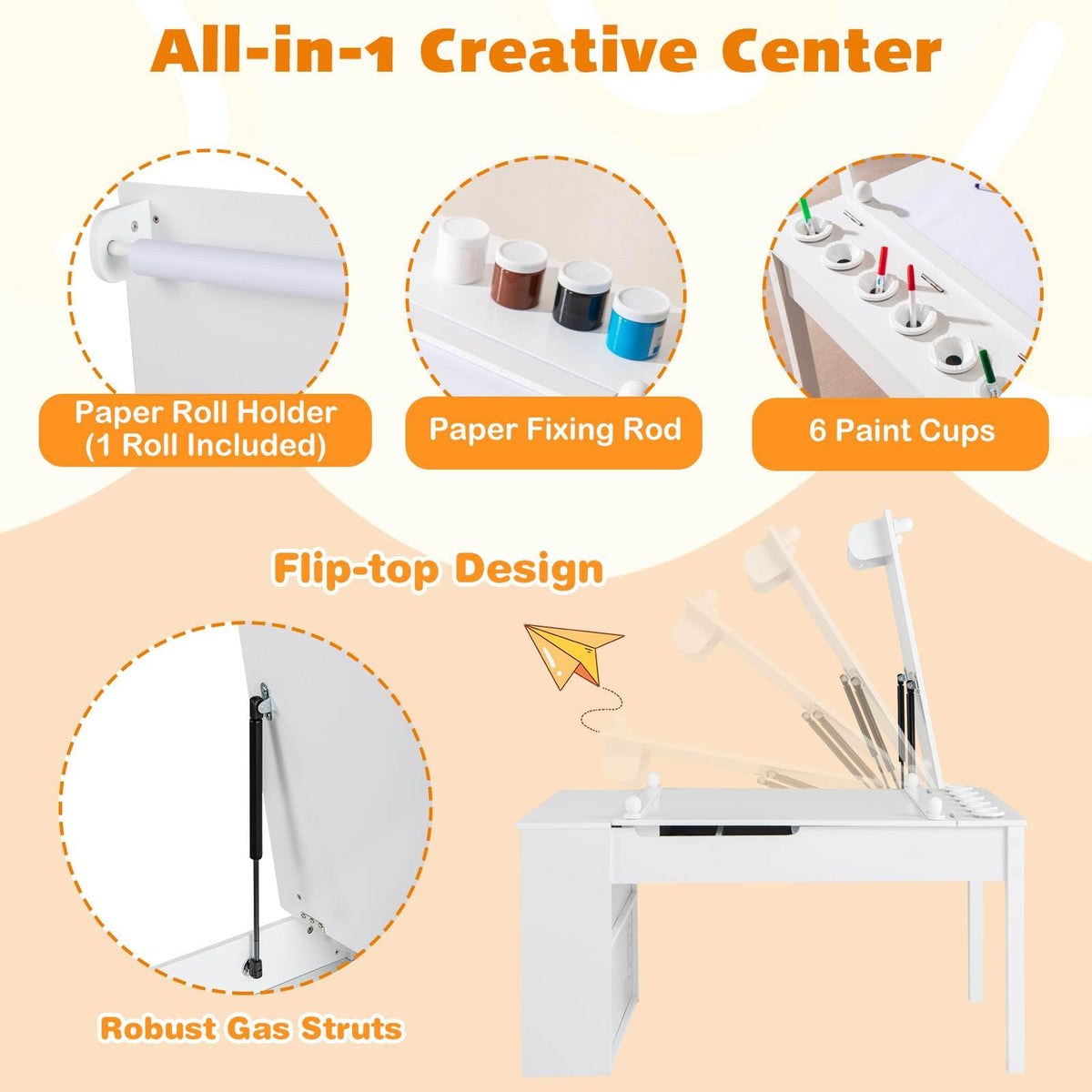 Multi-functional Kids Art Easel Table & Chair Set, Toddler Craft Drawing Writing Desk