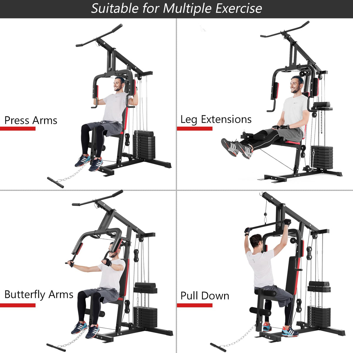 Ergonomic Workout Equipment with Pulley, Arm and Leg Developer for Total Body Training