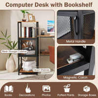 Home Office Desk with Storage Cabinet & Shelves
