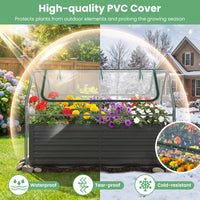 183 x 91 x 122cm 2 Roll-up Windows Metal Raised Garden Bed with Cover and Planter Box for Vegetables