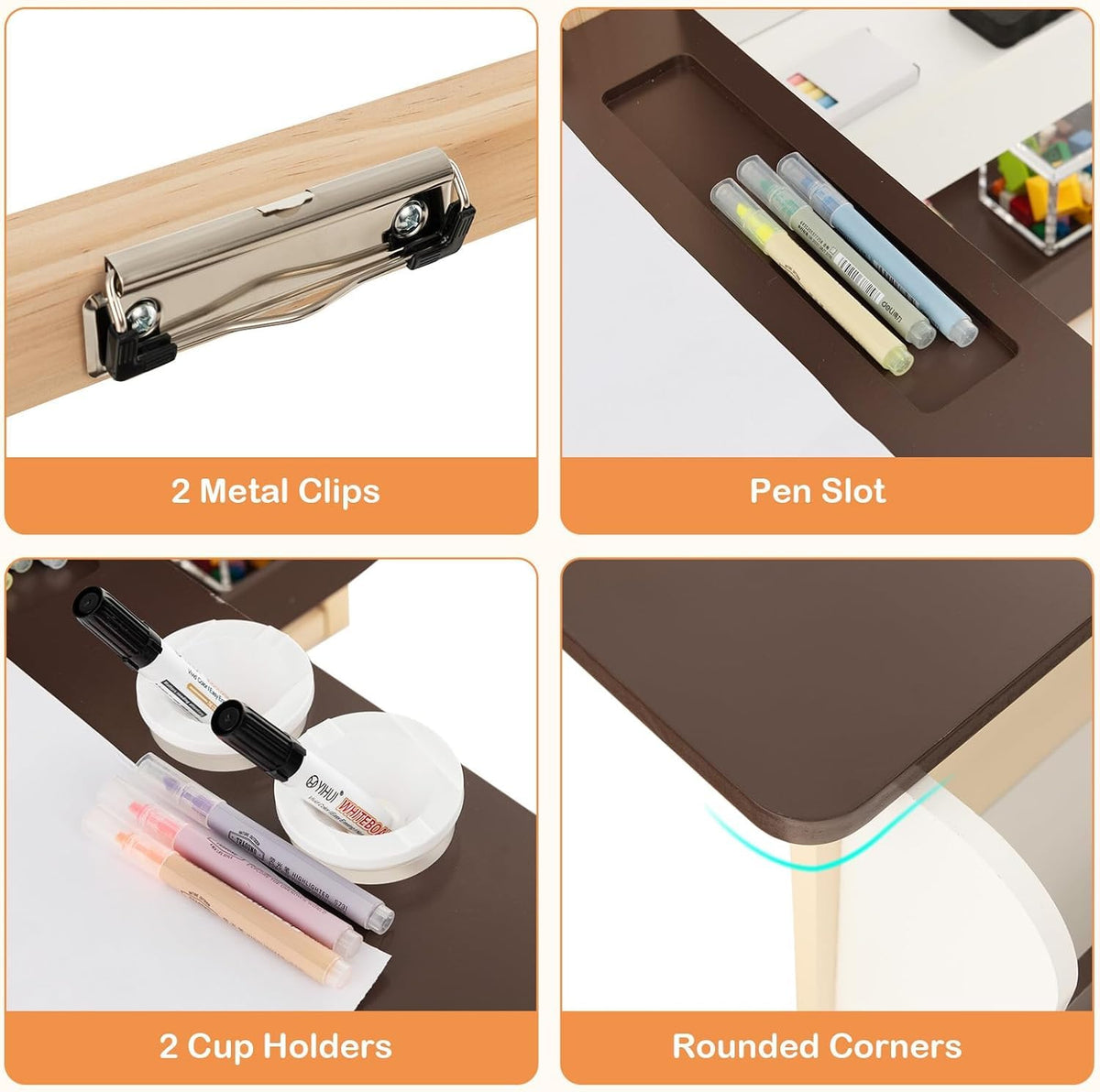 Kids Art Table & Bench Set with Double-Sided Adjustable Easel
