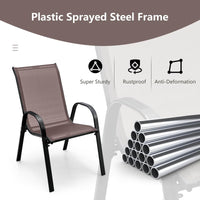 Set of 4 Outdoor Patio Chairs, Stackable Armchair with Weather-Resistant Fabric