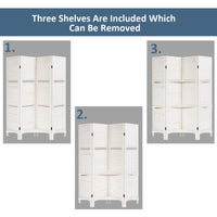 Giantex 4-Panel Room Divider, Portable Partition Screen w/Removable Storage Shelves