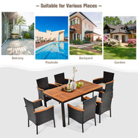 7 Piece Patio Dining Set, Outdoor Rattan Dining Furniture