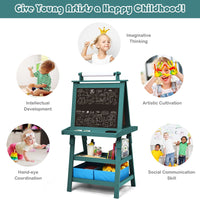 Kids Art Easel, 3 in 1 Double-Sided Standing Easel for Toddlers w/Chalkboard