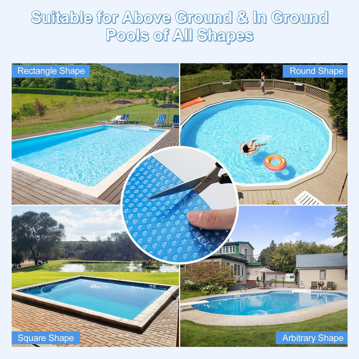 9.8 x 5 m Swimming Pool Cover, Heat Solar Outdoor Bubble Blanket