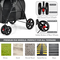 4-in-1 Double Layer Pet Stroller, Foldable Cat Dog Stroller on Wheels w/ 2 Detachable Carriers for Small Medium Sized Pets