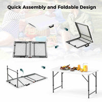 122cm Portable Camping Adjustable Fold-in-Half Table with HDPE Tabletop