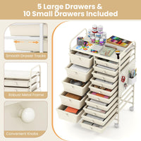 Giantex 15-Drawer Rolling Cart with Pegboard & Metal Frame
