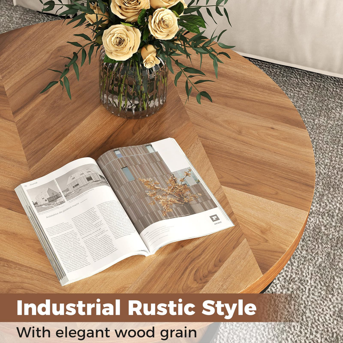 2-Tier Round Coffee Table w/Storage