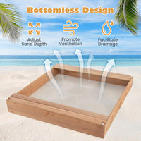Wooden Kids Sandbox with Canopy and Tent Design