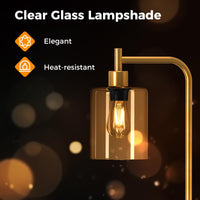 Industrial Floor Lamp with Hanging Glass Lampshade and Foot Switch