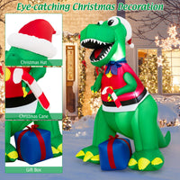 1.82M Inflatable Christmas Dinosaur with Gift for Indoor/Outdoor
