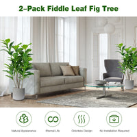 Giantex 140CM Artificial Fiddle Leaf Fig Tree, 1 or 2-Pack Faux Tree with 32 Leaves, Built-in Cement, Moss