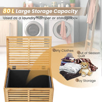 80L Bamboo Laundry Hamper with Liner and Handles
