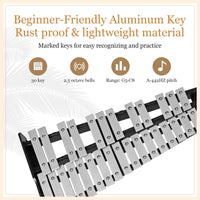 30 Notes Glockenspiel Bell Kit with Height Adjustable Stand