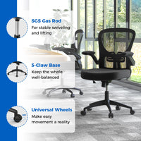 Giantex Ergonomic Office Chair, Adjustable Swivel Mesh Task Chair with Flip-Up Armrests