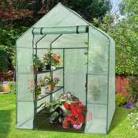 3 Tiers Outdoor Walk in Greenhouse, 12 Shelves Movable Green House Tunnel