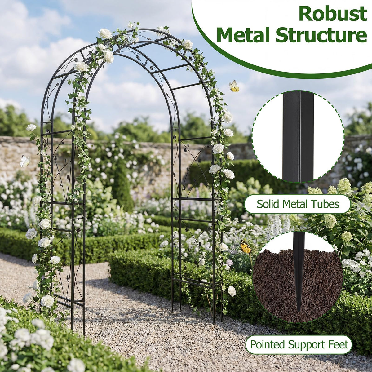 Heavy Duty Garden Arch with Floral Patterns for Climbing Plants