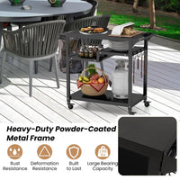 Giantex Three-Shelf Outdoor Cooking Prep Table with Garbage Bag Holder