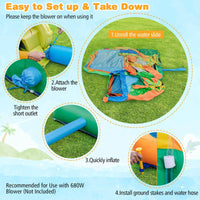 Inflatable Water Slide, Kids Water Park w/Long Slides, Splash Pools, Climbing Wall, Water Gun