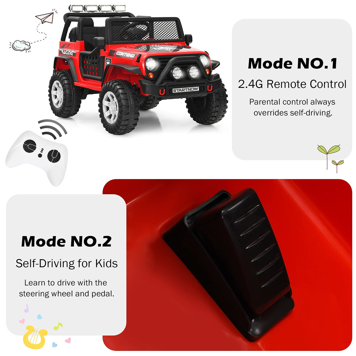 12V Kids Ride-On Car, Electric Children Ride-On Truck w/Remote Control