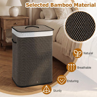 Giantex Bamboo Laundry Hamper w/Lid, 72 L Capacity Clothes Hamper w/Removable Liner