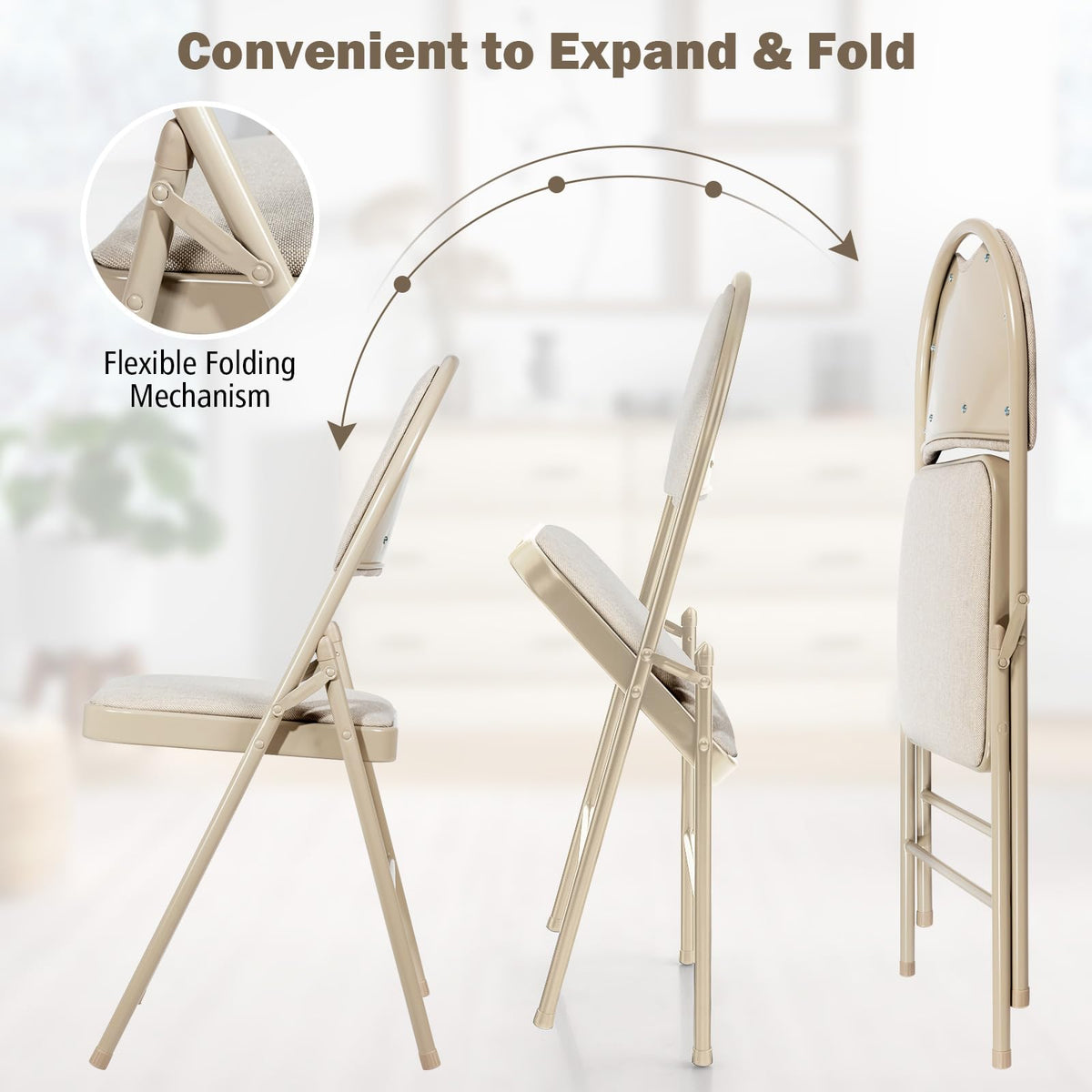 6 Pieces Foldable Chairs, Portable Folding Chairs