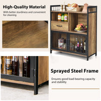 Giantex Industrial Sideboard Cabinet w/ Drawer & Doors, Freestanding Storage Cabinet, Rustic Brown
