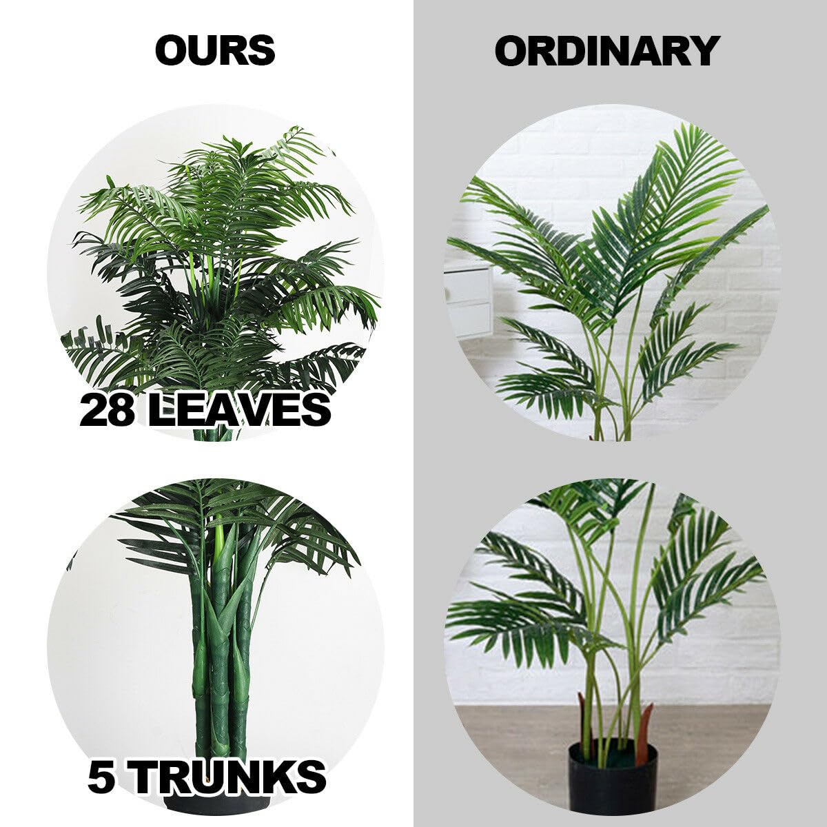 Giantex 110 cm Artificial Plant Fake Areca Palm Plant with Nursery Plastic Pot