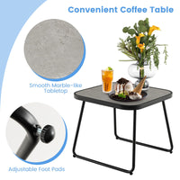 5 Piece Patio Sling Chair Set with Ottoman & Coffee Table for Garden