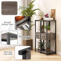 2 Pack 3 Tier Tall Metal Plant Stand with Drawer