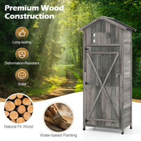 Wood Garden Storage Shed with Lockable Barn Door and Removable Shelves for Outdoor