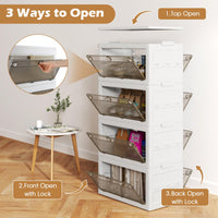 Collapsible Closet Storage Organizer with Wheels for Bedroom Living Room, Easy Assembly (4-Tier)