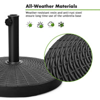 Round Patio Umbrella Base, Outdoor Resin Umbrella Stand W/Rattan Design