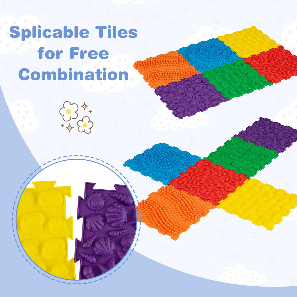 6 PCS Sensory Mats for Kids with Rich Colors for Children Aged 3+ Years Old