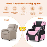 Kids Recliner Chair, Adjustable Recliner Sofa w/Footrest, Headrest & Lumbar Support, w/ Padded Seat, Pink & Black