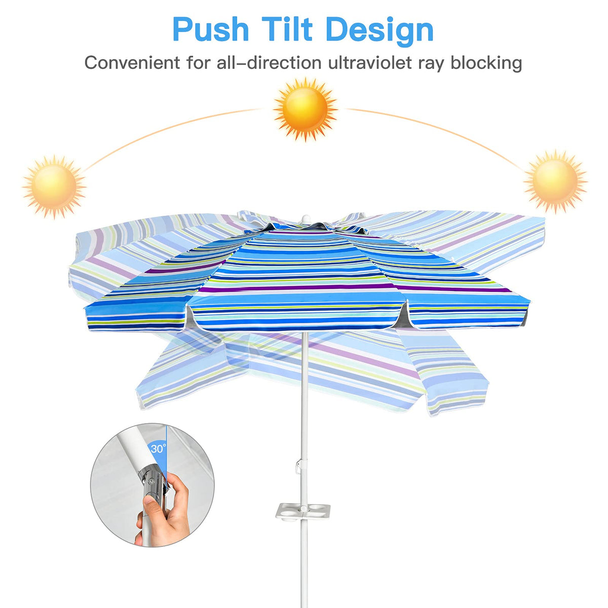Giantex 7.2 Ft Beach Umbrella, Patio Sunshade Umbrella with Sand Anchor