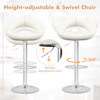 Swivel Bar Stool Set of 2 Height Adjustable with Hollow Back