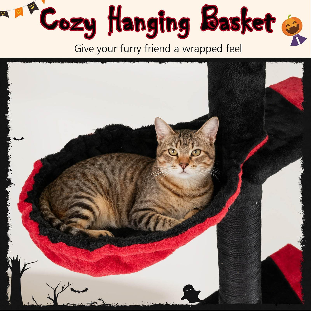 Floor to Ceiling Gothic Cat Tree 245-300 CM Adjustable, 5-Tier Tall Multi-Level Cat Tower